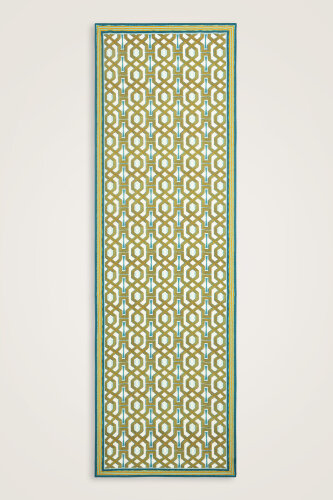 Seljuk-i Cage Turquoise-Yellow Chiffon Silk Scarf 70x210 - Imannoor (1)