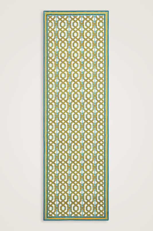 Seljuk-i Cage Turquoise-Yellow Chiffon Silk Scarf 70x210 - 2