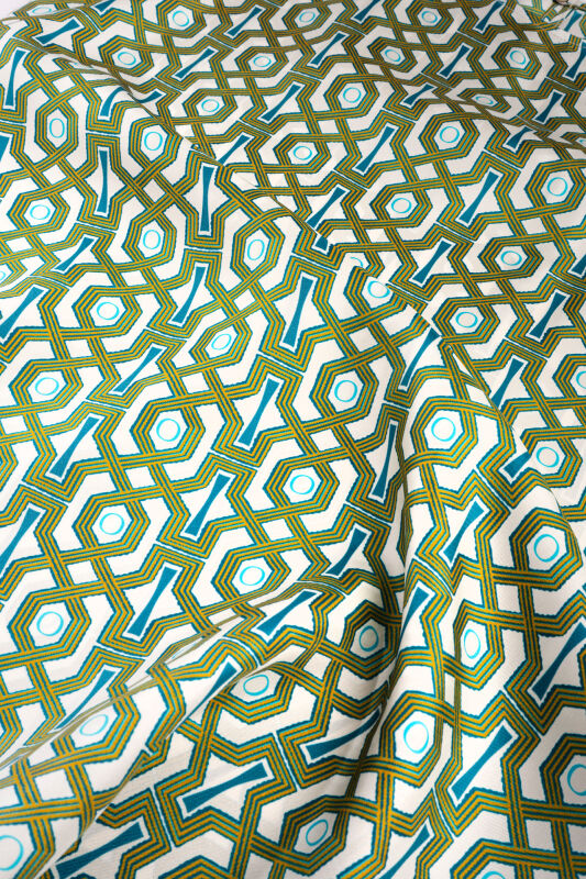 Seljuk-i Cage Turquoise-Yellow Silk Sleeveless Blouse - 4