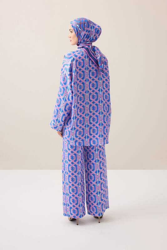 Seljuk-i Kafes Fuchsia-Saks Twill Silk Trousers - 5