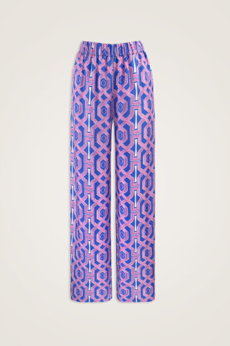 Seljuk-i Kafes Fuchsia-Saks Twill Silk Trousers - 2