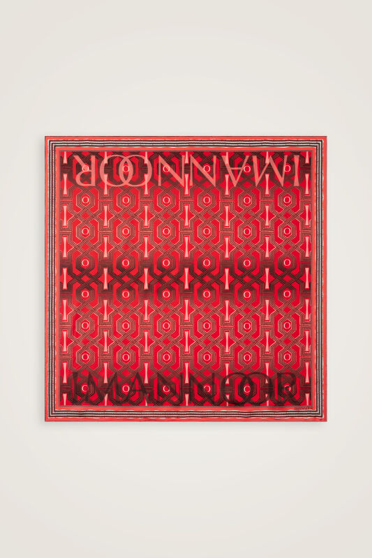 Seljuk-i Kafes Red Twill Silk Scarf - 2