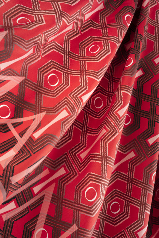 Seljuk-i Kafes Red Twill Silk Scarf - 5