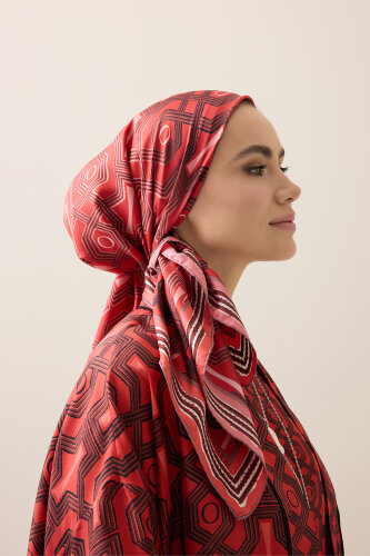 Seljuk-i Kafes Red Twill Silk Scarf 