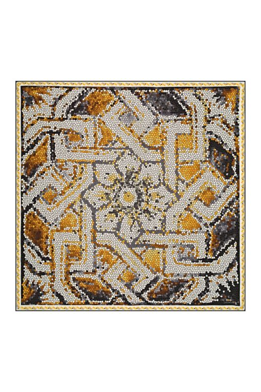 Seljuk Mosaic Silk Shawl Gold - 2