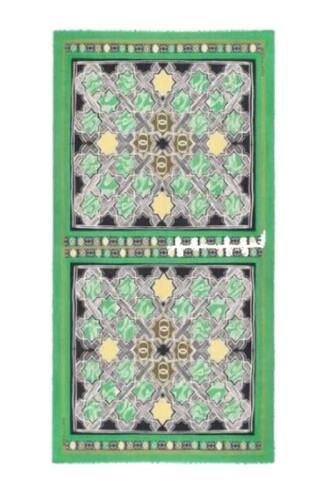 Seljuk Star L. Cashmere Silk Shawl Green 