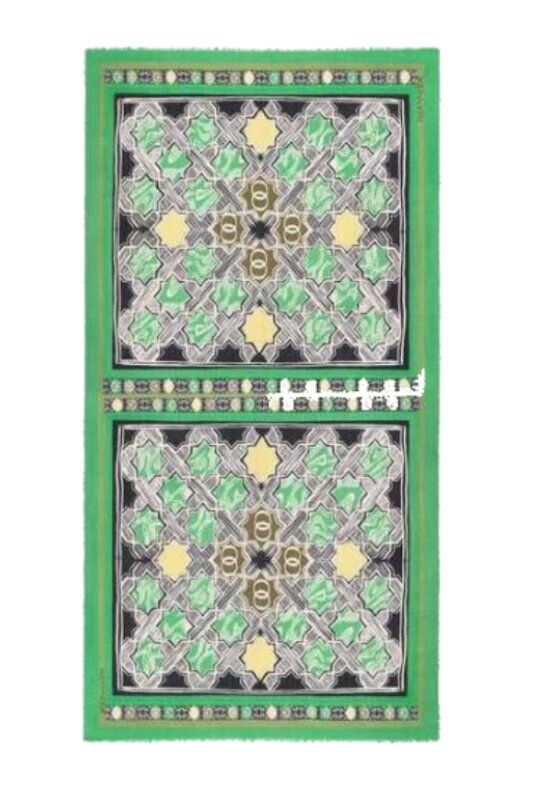 Seljuk Star L. Cashmere Silk Shawl Green - 1