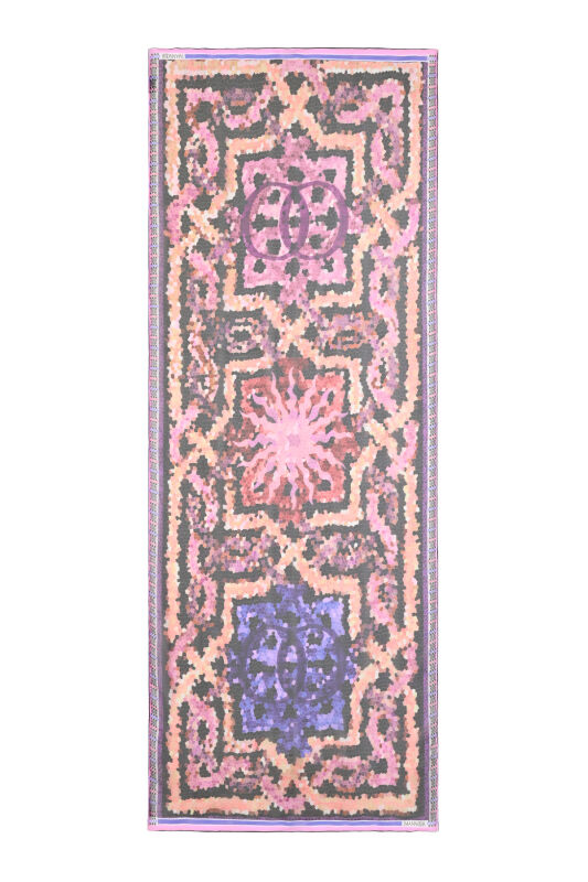 Seljuk Sun Black Crepe Silk Shawl - 2