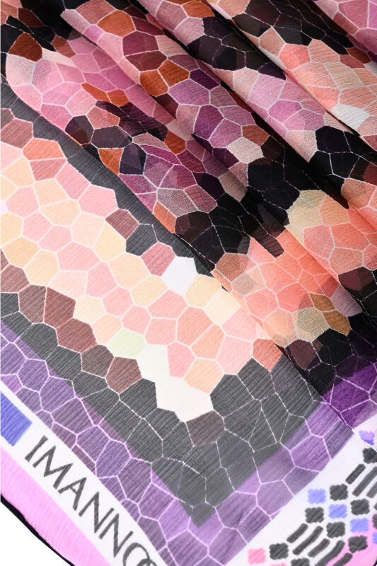 Seljuk Sun Black Crepe Silk Shawl - 5
