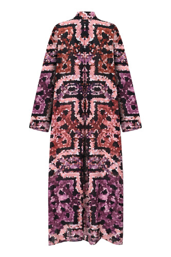 Seljuk Sun Dusty Rose Neck Tied Crepe Silk Dress - 2