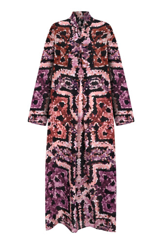 Seljuk Sun Dusty Rose Neck Tied Crepe Silk Dress - 1