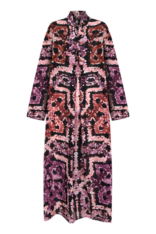 Seljuk Sun Dusty Rose Neck Tied Crepe Silk Dress - 1