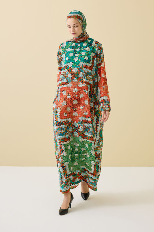 Seljuk Sun Green Crepe Silk Dress - 1