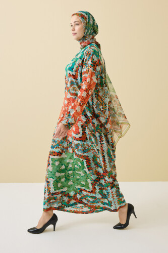 Seljuk Sun Green Crepe Silk Dress - 5