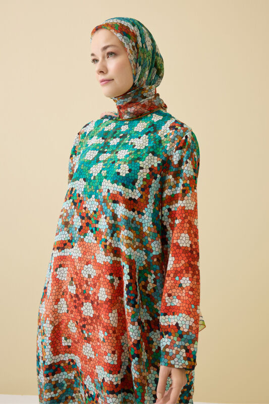 Seljuk Sun Green Crepe Silk Dress - 3