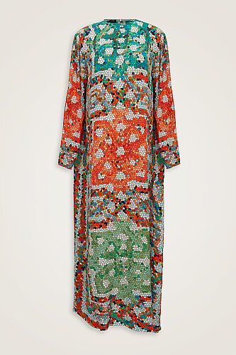 Seljuk Sun Green Crepe Silk Dress - Imannoor (1)