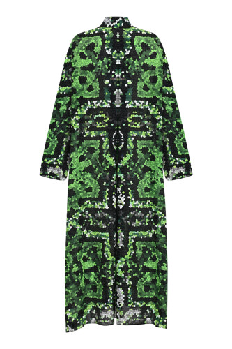 Seljuk Sun Green Neck Tied Crepe Silk Dress - 2