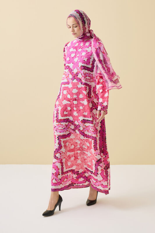 Seljuk Sun Pink Crepe Silk Dress - 5