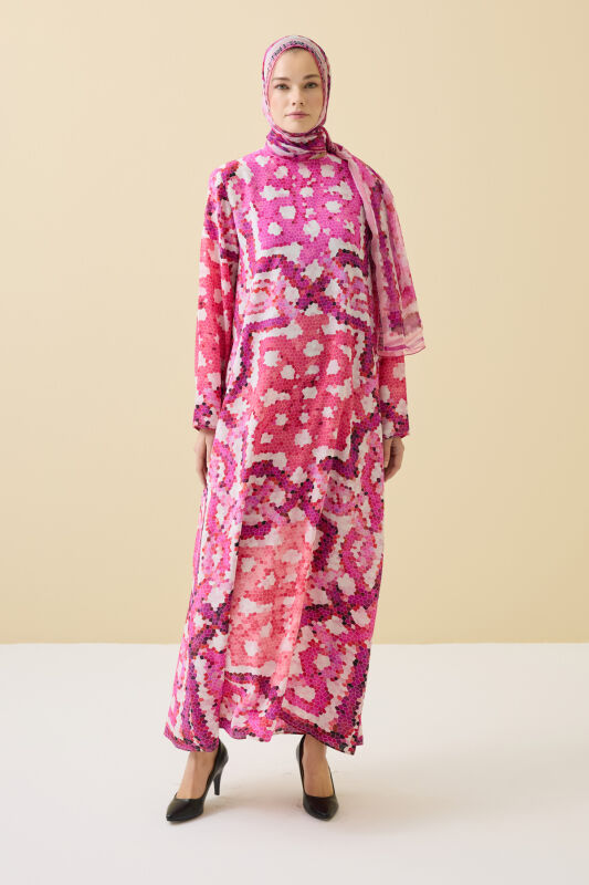 Seljuk Sun Pink Crepe Silk Dress - 1