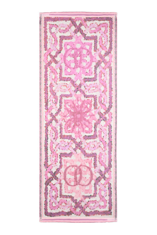 Seljuk Sun Pink Crepe Silk Shawl - 2