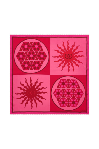 Seljuk Sun Twill Silk Scarf Fuchisa - 2