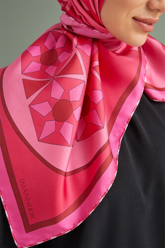 Seljuk Sun Twill Silk Scarf Fuchisa - 4