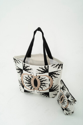 Sems Canvas Bag with Wallet Beige Embriodery - 4