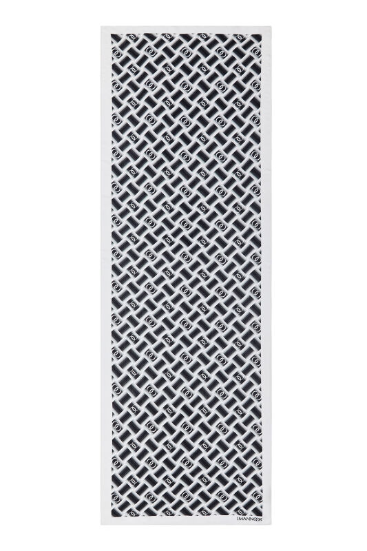 Sepet Beyaz-Siyah Floş Viskon Şal 70x210 - 2