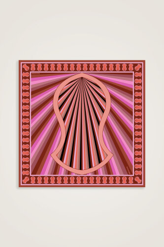 Sevgili'nin Ayak İzi Taba-Pembe Tivil İpek Eşarp 90x90 - Imannoor