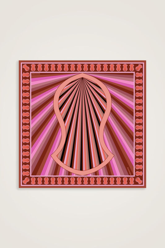 Sevgili'nin Ayak İzi Taba-Pembe Tivil İpek Eşarp 90x90 - 1