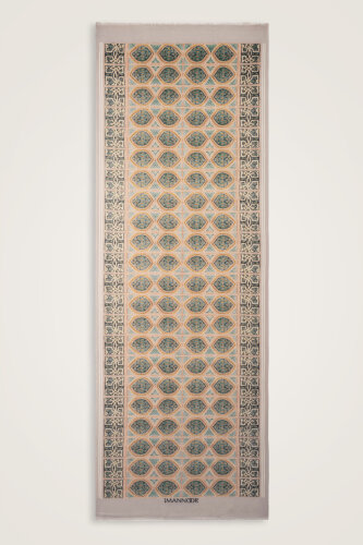 Shamsa and Mihrab Petroleum-Beige Wool Shawl 