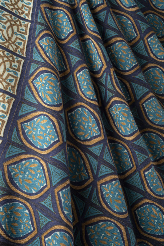Shamsa and Mihrab Petroleum-Turquoise Wool Scarf - 2