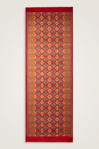 Shamsa and Mihrab Red-Beige Wool Shawl - 1