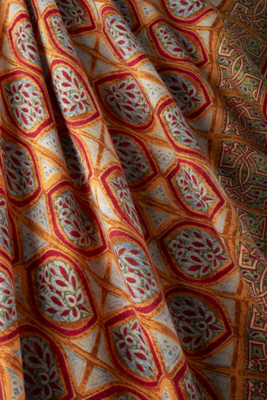 Shamsa and Mihrab Red-Beige Wool Shawl - 2