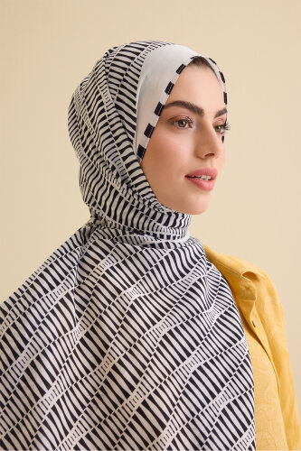 Shuttle Black-White Cotton Floss Shawl - 5