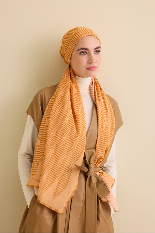 Shuttle Saffron Cotton Floss Shawl - 1