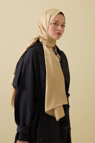 Signature I Beige Jacquard Shawl - 5