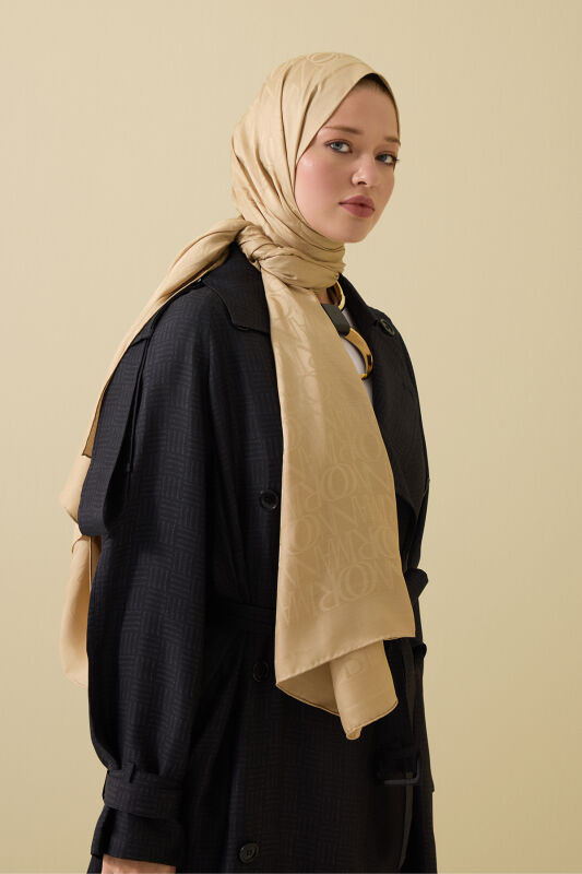 Signature I Beige Jacquard Shawl - 5