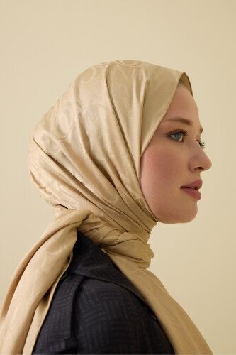 Signature I Beige Jacquard Shawl - 4