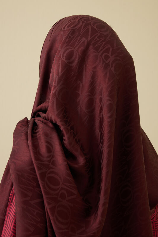 Signature I Burgundy Jacquard Shawl - 6
