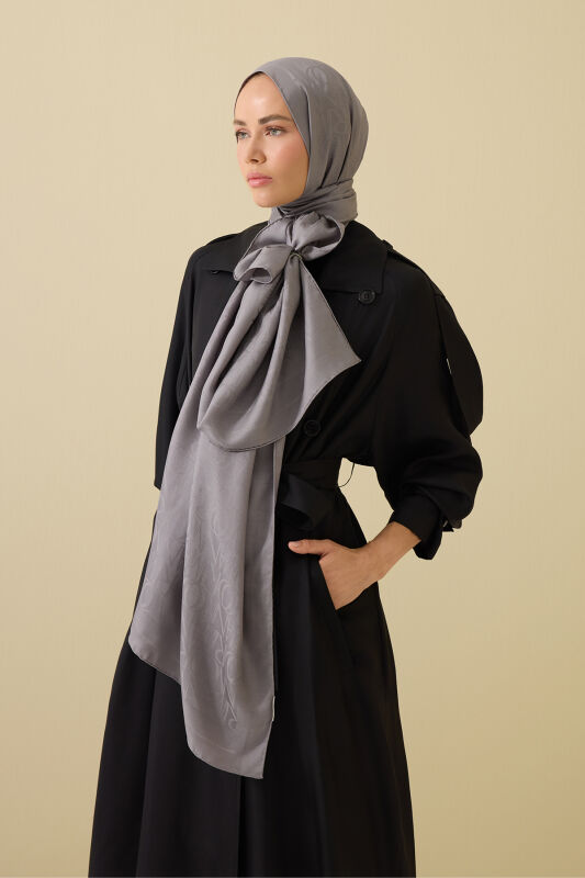 Signature I Gray Jacquard Shawl - 1