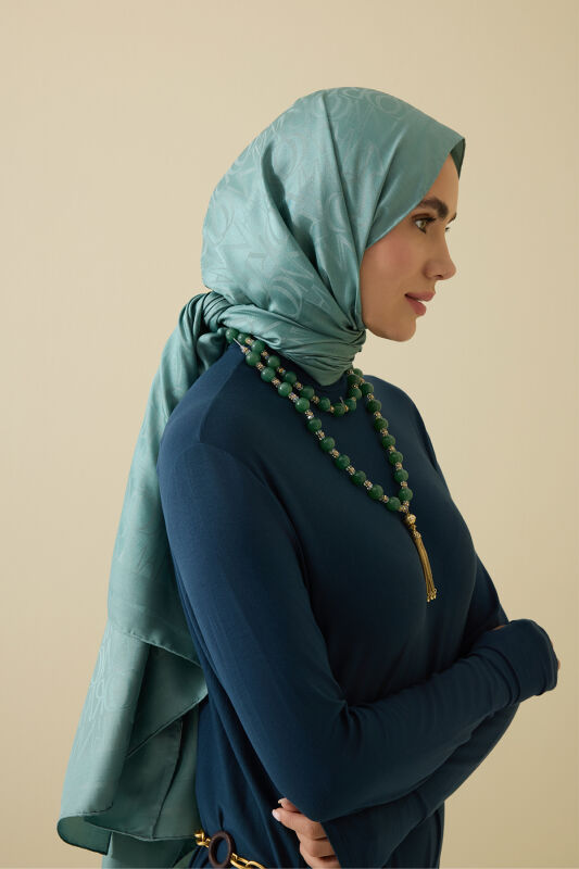 Signature I Mint Green Jacquard Shawl - 6