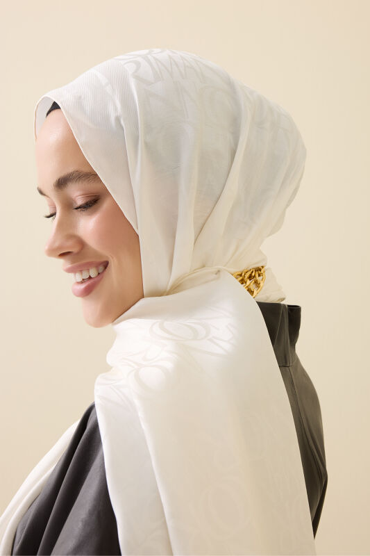 Signature I White Jacquard Shawl - 1