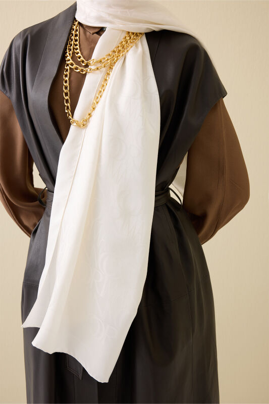 Signature I White Jacquard Shawl - 5