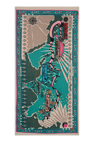 Silkway Cashmire Silk Shawl Turquoise 