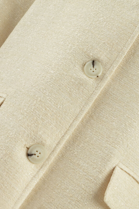 Simli Ekru Uzun Ceket - 6