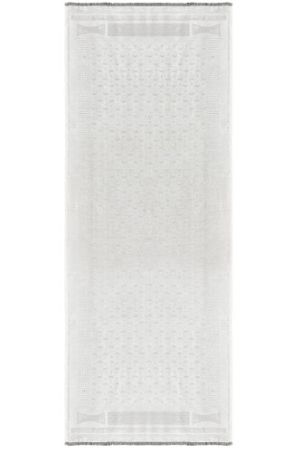 Simli Karanfil Beyaz İpek Şal 68x200 - 1