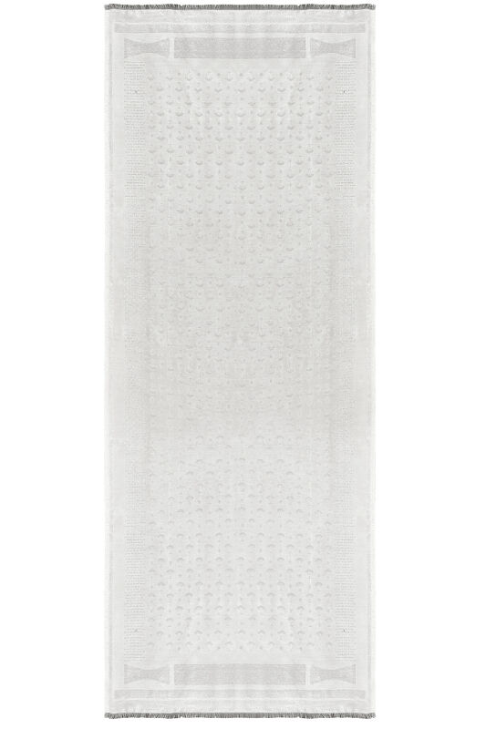 Simli Karanfil Beyaz İpek Şal 68x200 - 1