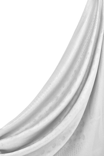 Simli Karanfil Beyaz İpek Şal 68x200 - 5
