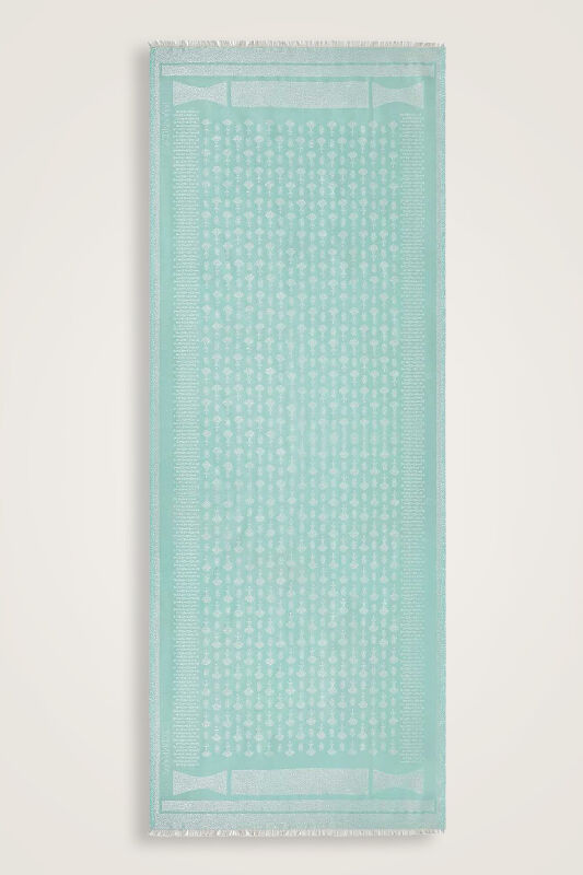 Simli Karanfil Mint İpek Şal 68x200 - 2